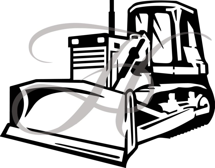 Бульдозер силуэт