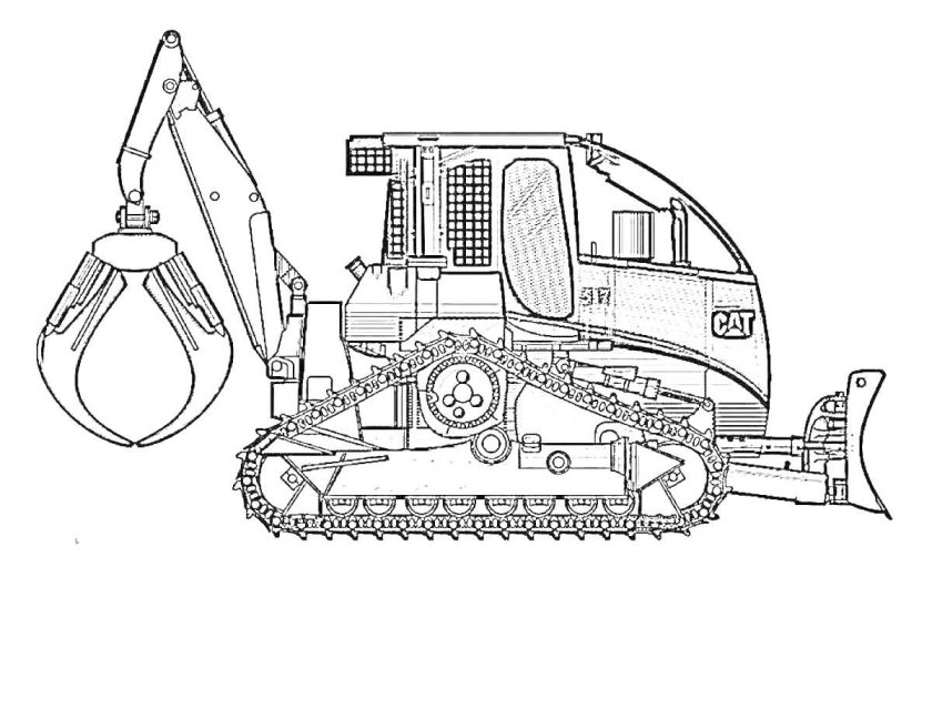 Раскраска грейферный экскаватор