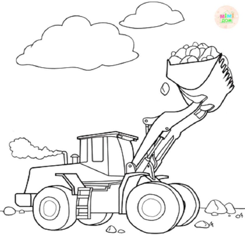 Трактор с прицепом раскраска