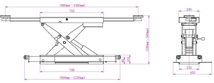 Ямный домкрат 2000 кг, подъёмник (траверса гидравлическая)