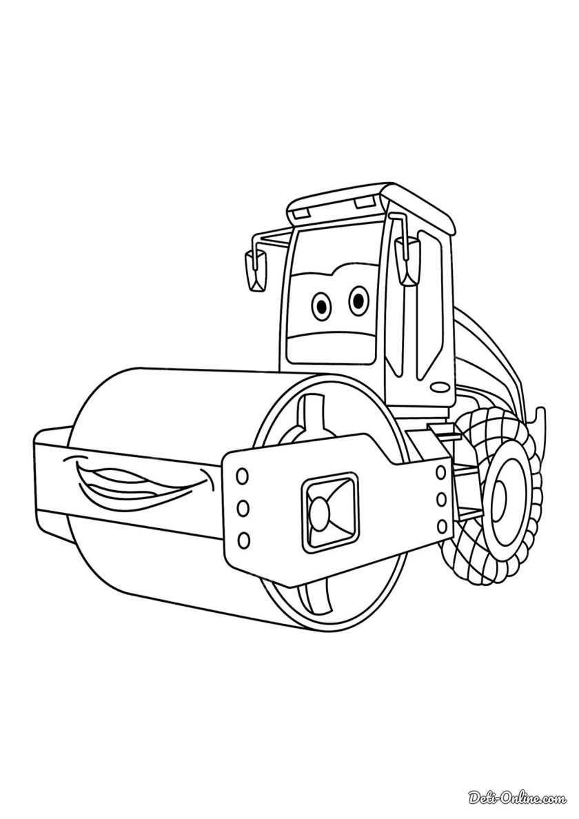 Дорожный каток раскраска для детей
