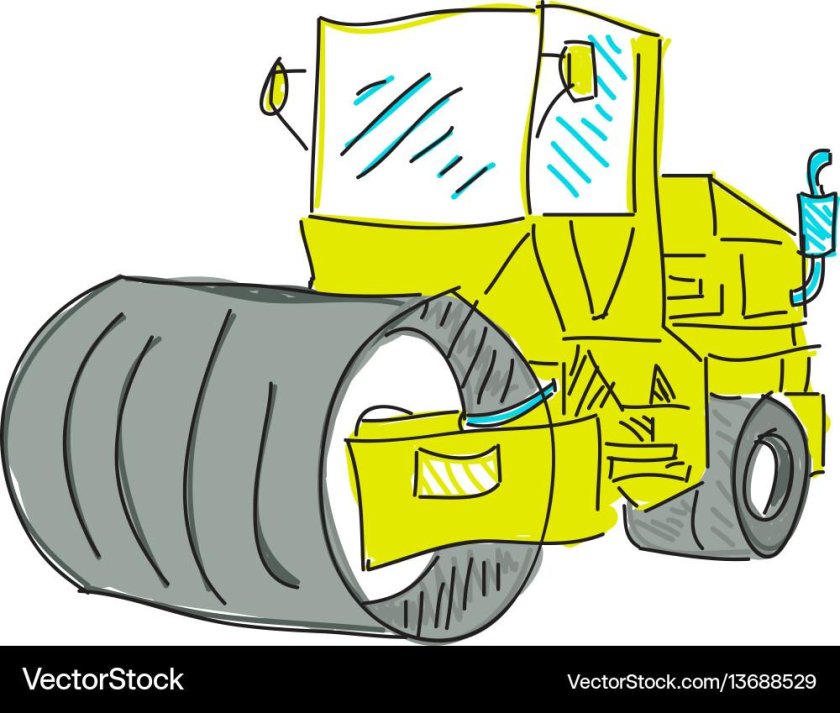 Асфальтоукладчик каток вектор