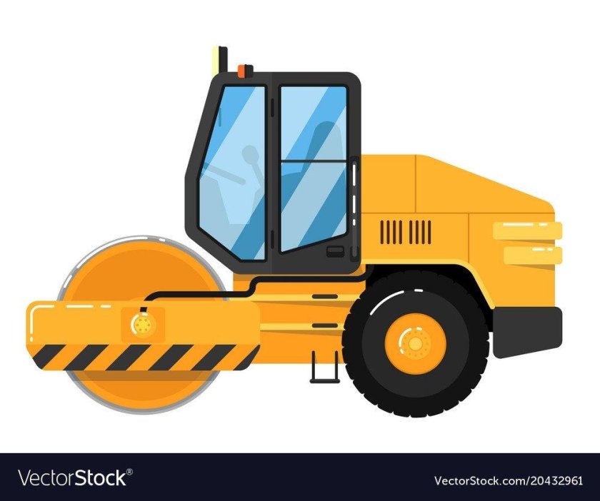 Дорожно-строительные машины на белом фоне