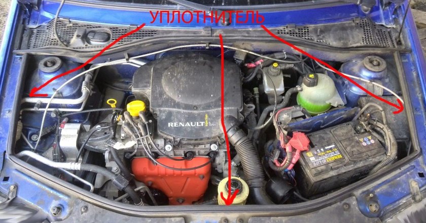 Моторный отсек Рено Логан 1.6