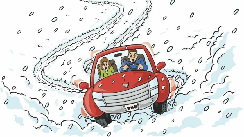 Мультяшная машинка на дороге