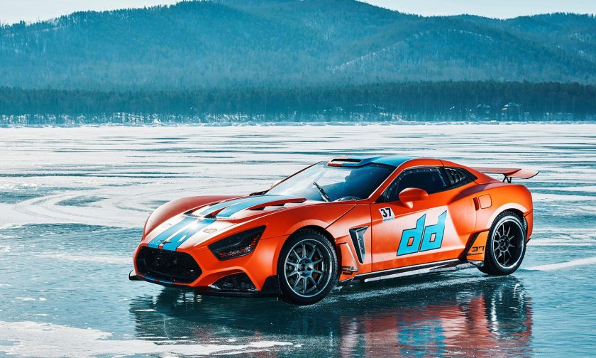 Машина на льду Байкала