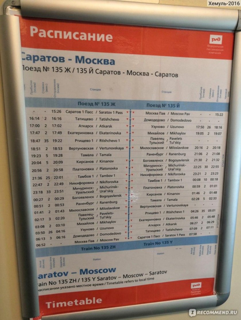 Поезд Орск Москва
