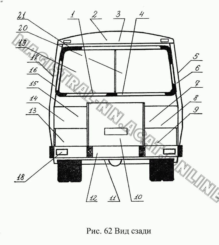 ПАЗ 3205 вид сзади