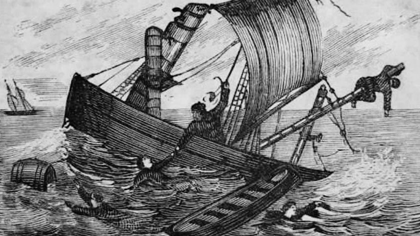 Тонущий корабль рисунок