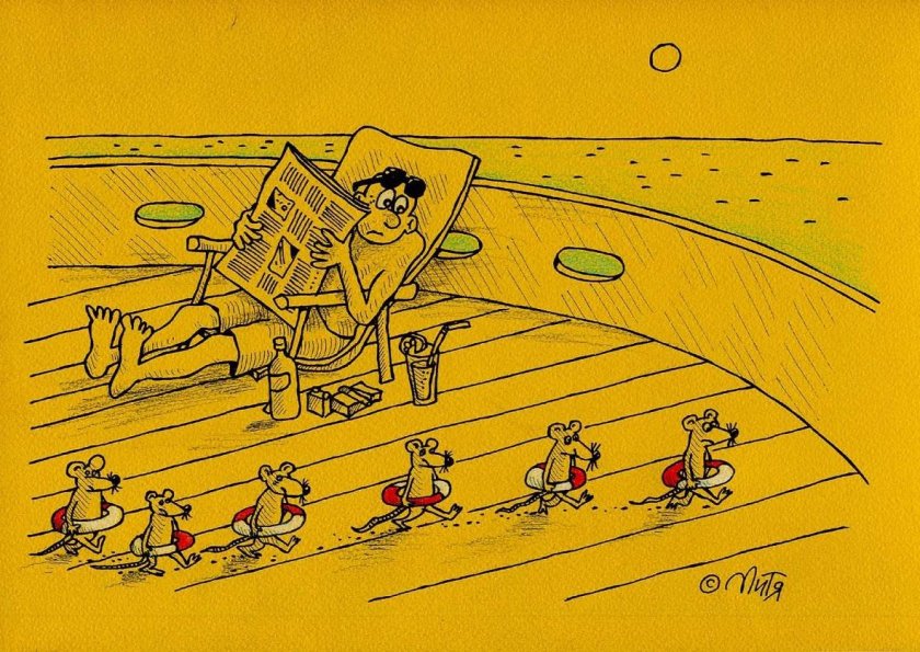 Карикатура крысы бегут с корабля