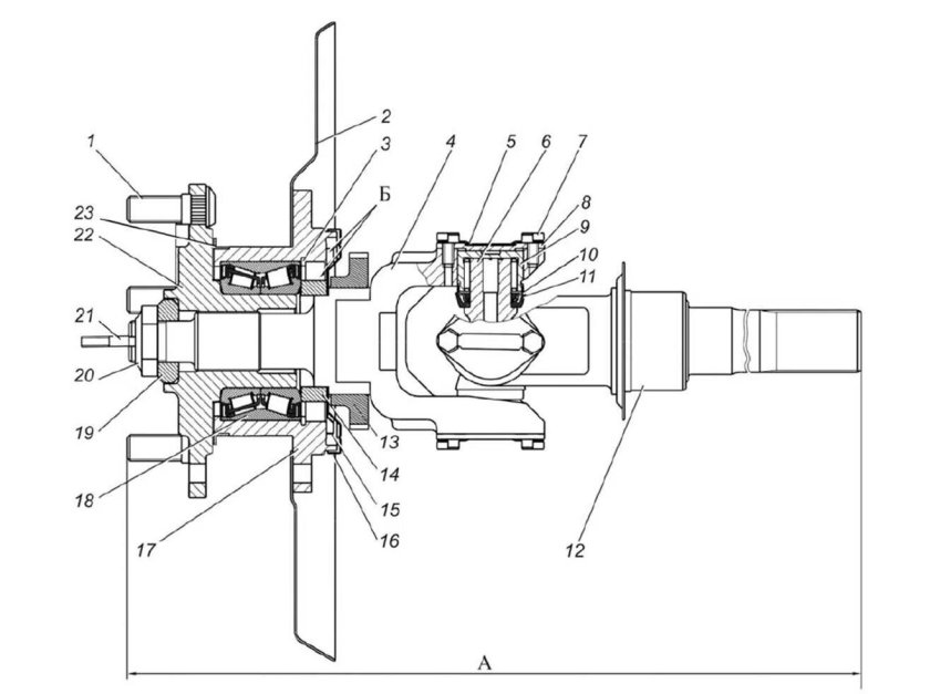 Схема переднего моста Соболь 4х4