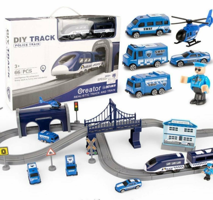 Железная дорога DIY track Police Train полицейский поезд