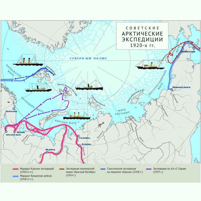 Северный морской путь на контурной карте России