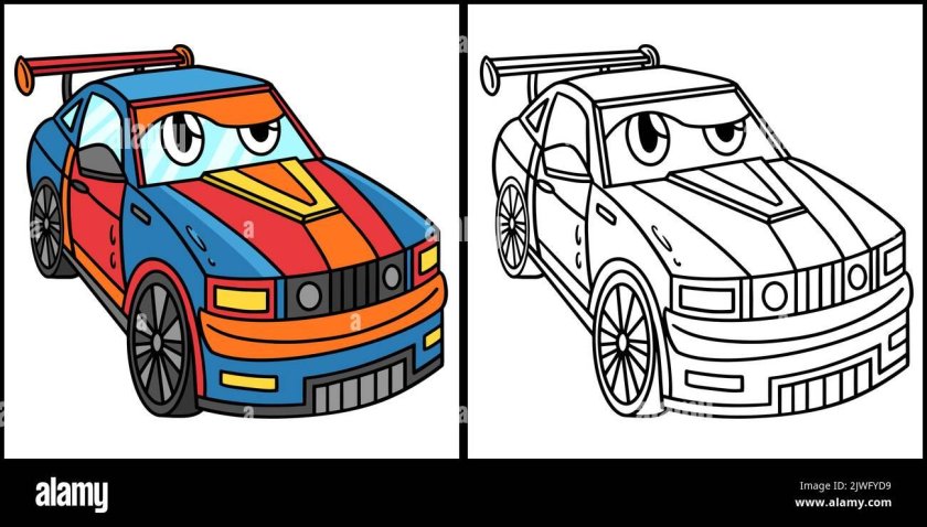 Раскраска машины под комикс
