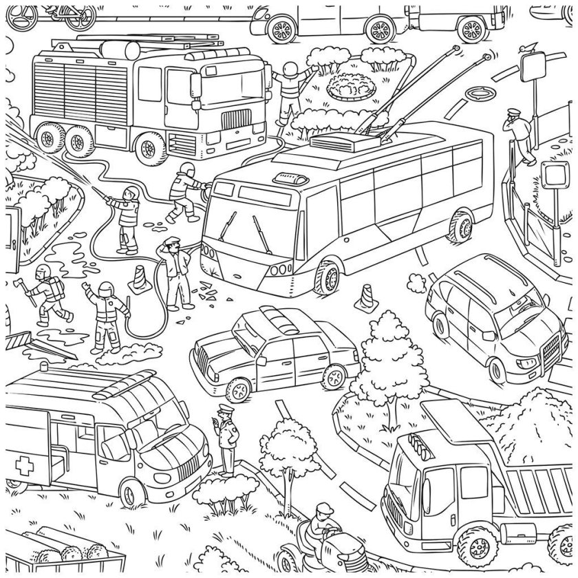 Машины-помощники. Раскраска