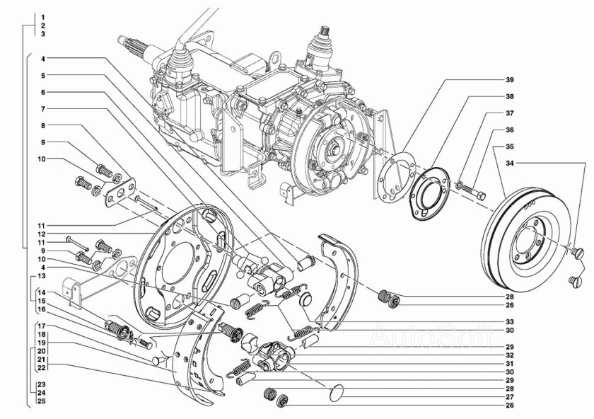Стояночный тормоз УАЗ 469 схема