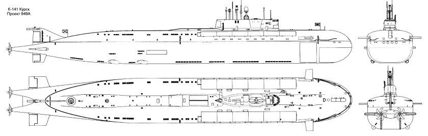Чертеж подлодки Курск