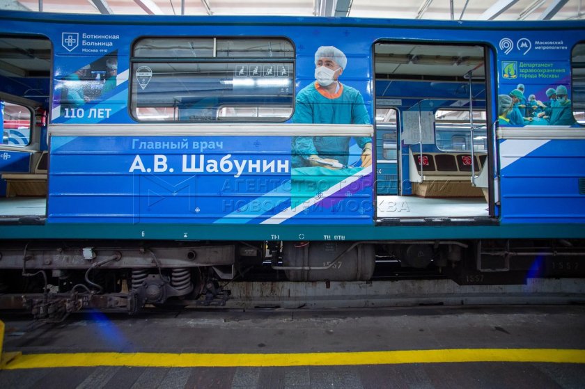 Тематический поезд в метро Боткинская больница