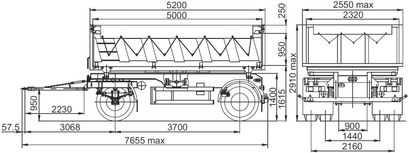 Прицеп МАЗ 856100 технические характеристики