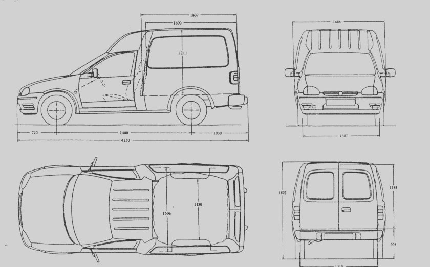 Opel Combo габариты