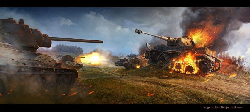 Танк т-34 в бою