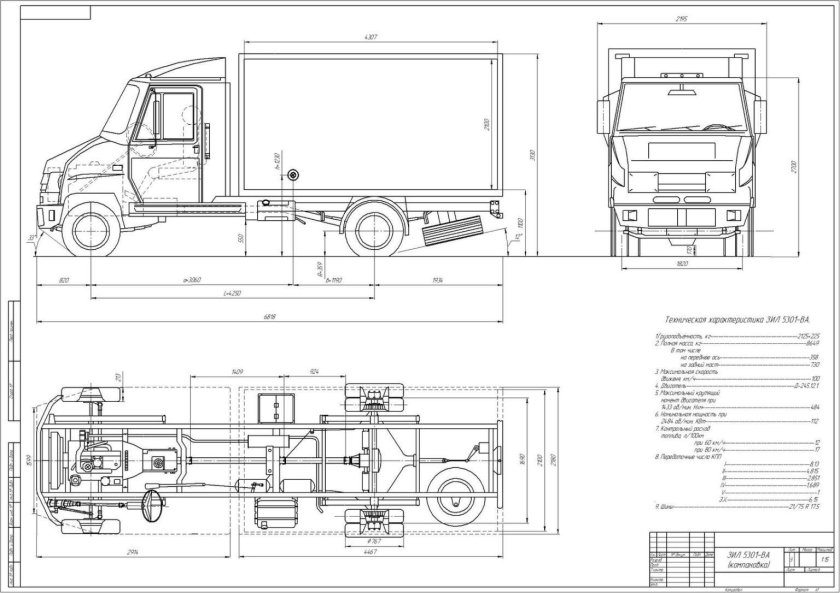 Габариты ЗИЛ бычок фургон