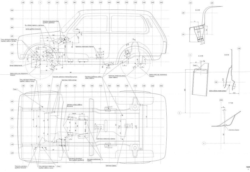 Контрольные точки кузова Нива 2121
