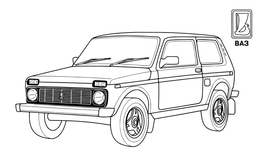 Раскраска ВАЗ 2121 Нива