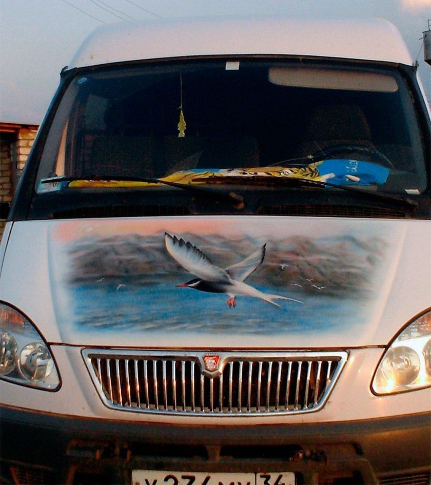 Аэрография на капот газели