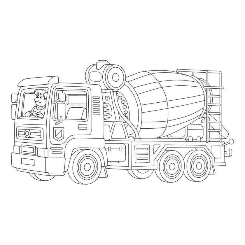 Бетономешалка раскраска