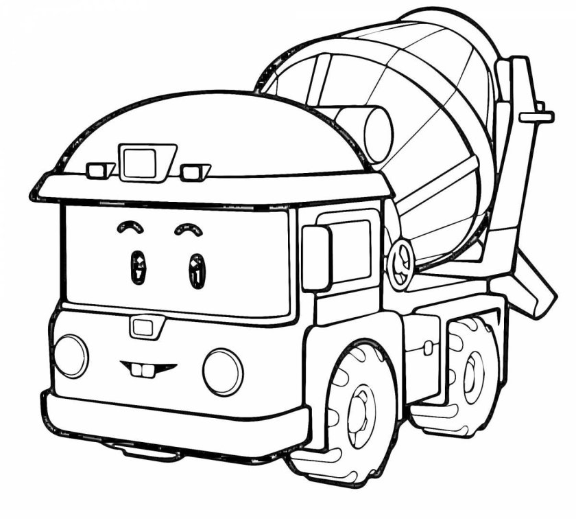 Робокар Поли раскраска бетономешалка