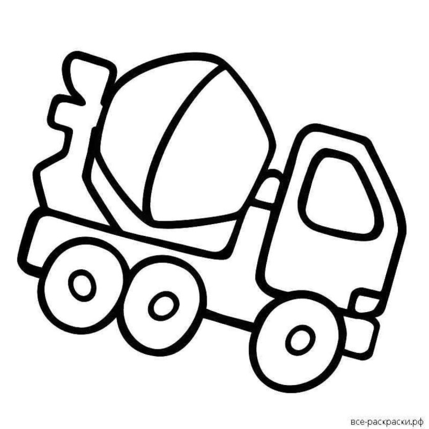 Раскраска машинки бетономешалка
