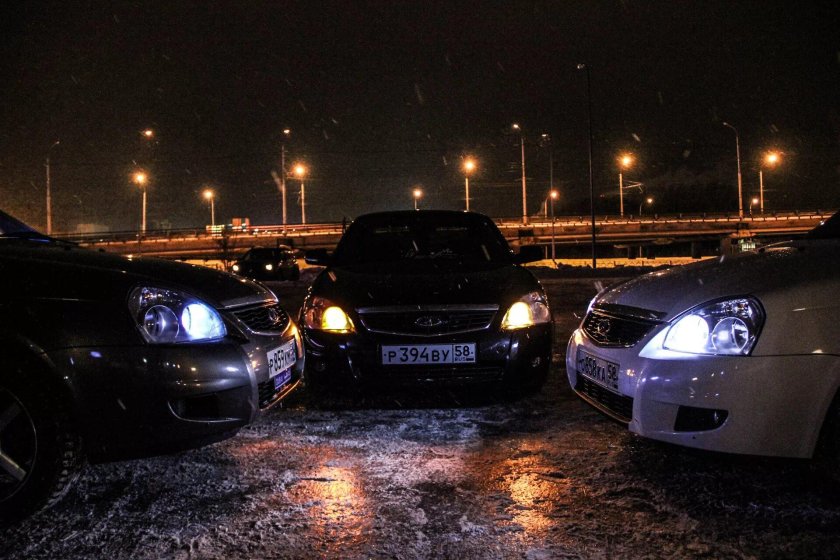 Лада Приора 2 ночью