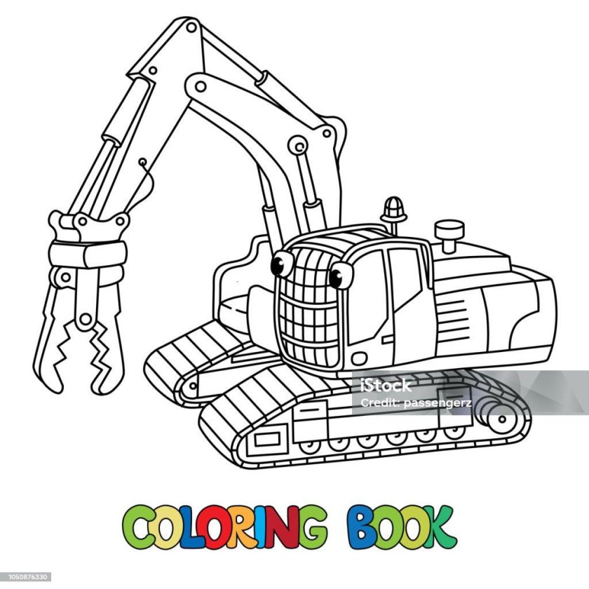 Экскаватор раскраска для детей