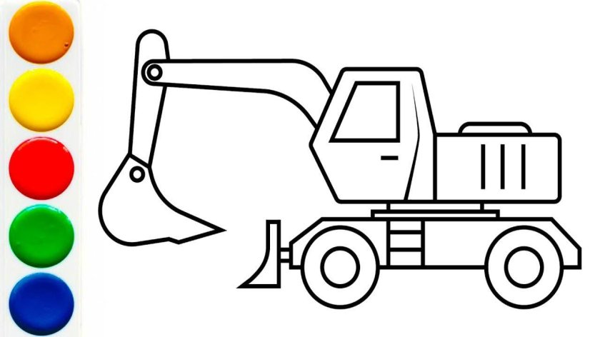 Экскаватор раскраска для детей