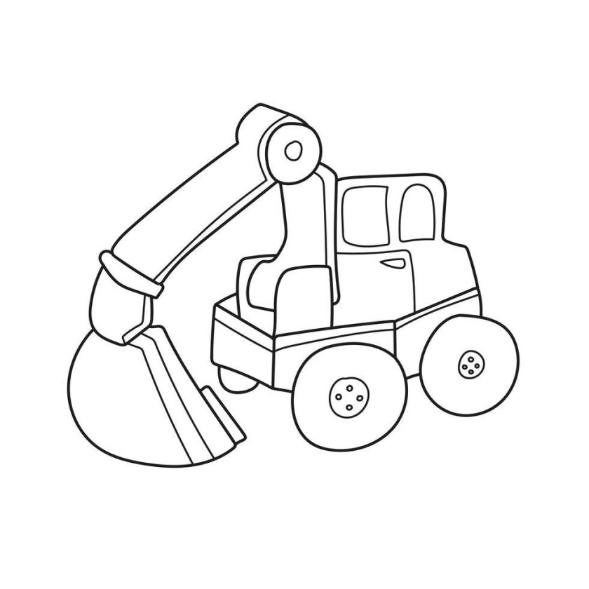 Экскаватор раскраска для детей 3-4 лет