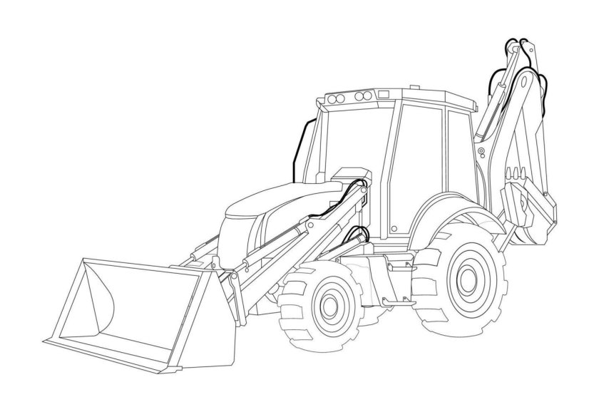 Трактор JCB раскраска