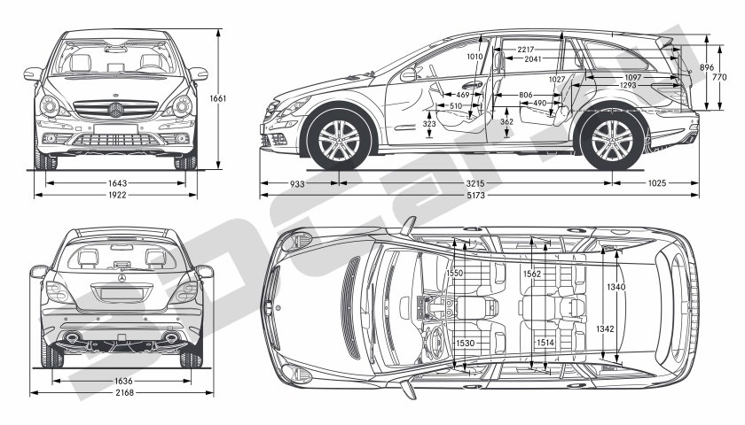 Мерседес r class габариты