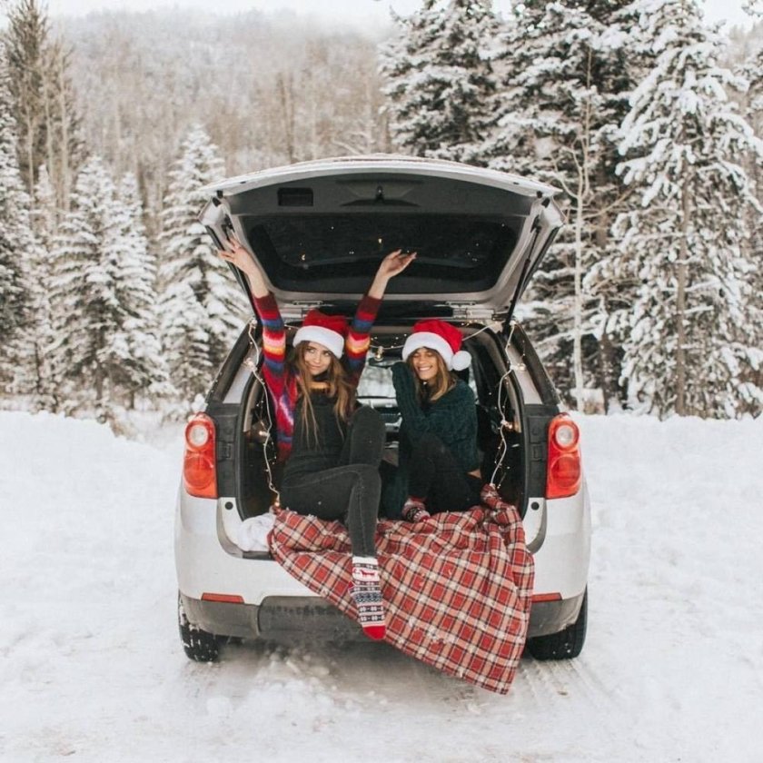 Зимняя фотосессия в багажнике