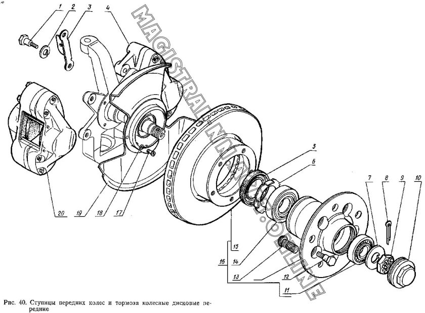 Задняя ступица ГАЗ 3302 схема