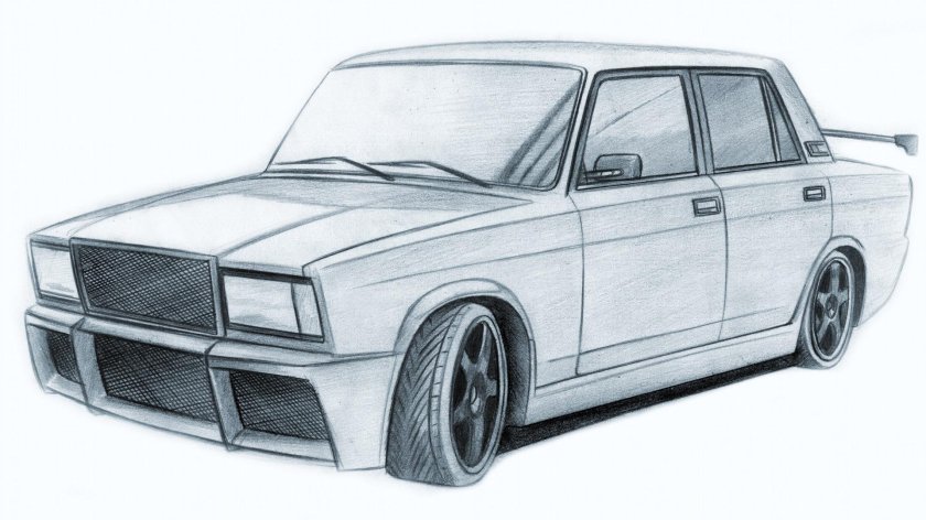 ВАЗ[ 2107 рисунок тюнингованный