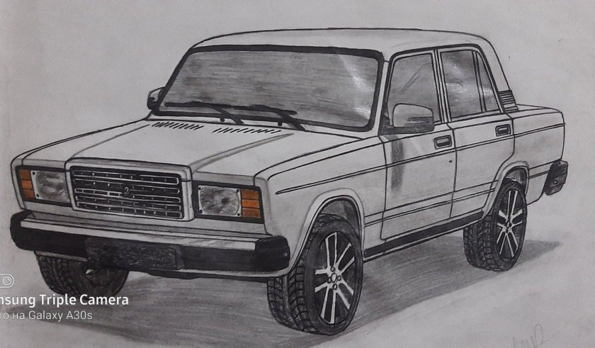 Рисунок ВАЗ 2107 поэтапно по клеточкам