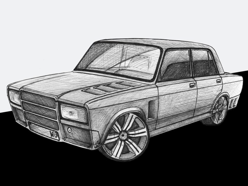 Тюнинговая ВАЗ 2107 рисунок