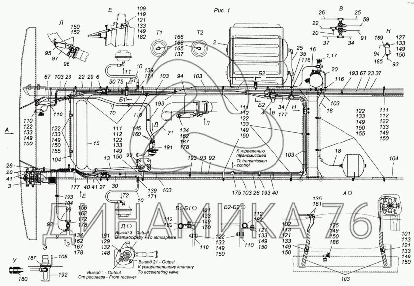 Тормозная система КАМАЗ 4308 схема
