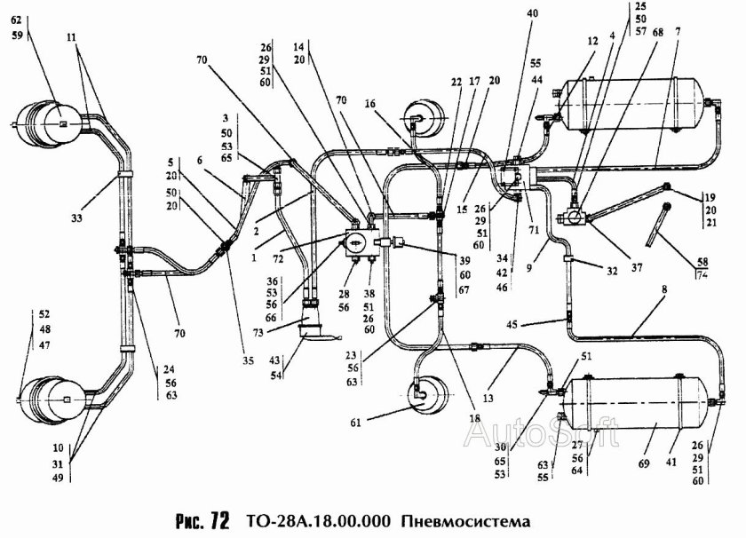 Пневмосистема тормозов Амкодор 333 в