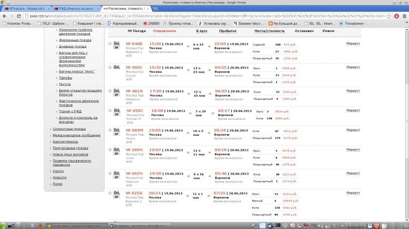 Расписание поездов Воронеж Москва