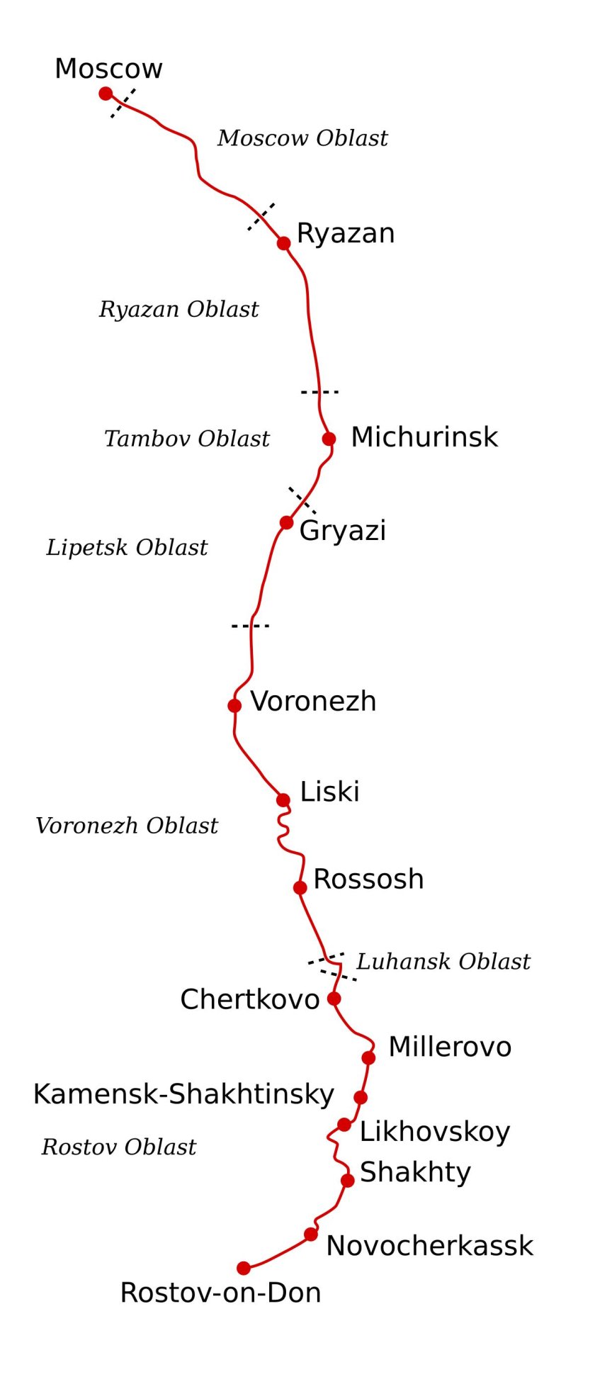 Карта железных дорог Москва Ростов на Дону