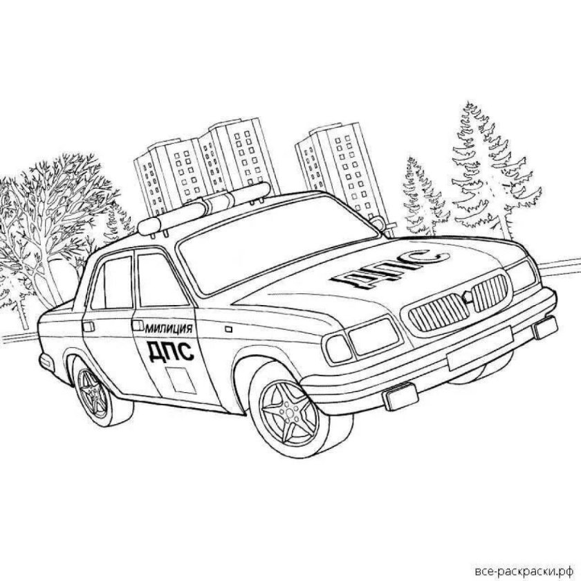 Раскраска -машина ВАЗ 2110 полиция