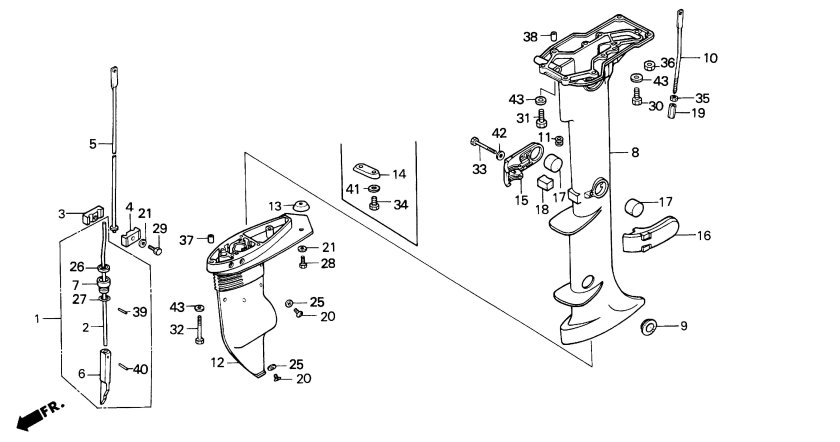 Редуктор лодочного мотора Хонда 50