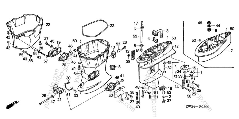 Схема сборки редуктора Honda bf 50